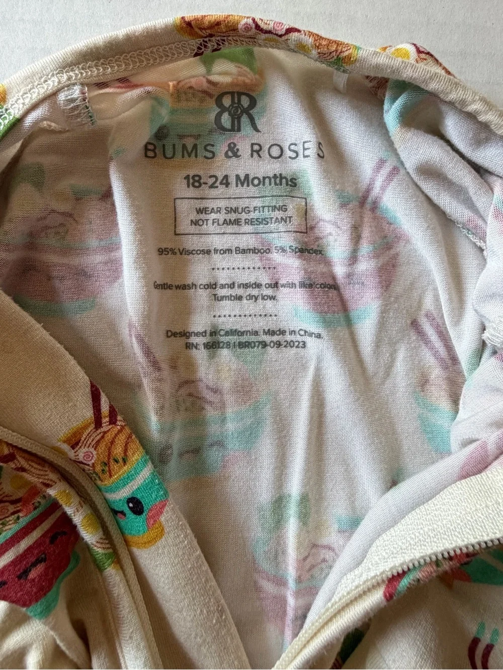 Bums & Roses Ramen Bamboo Convertible Zippy Pajamas 18-24M